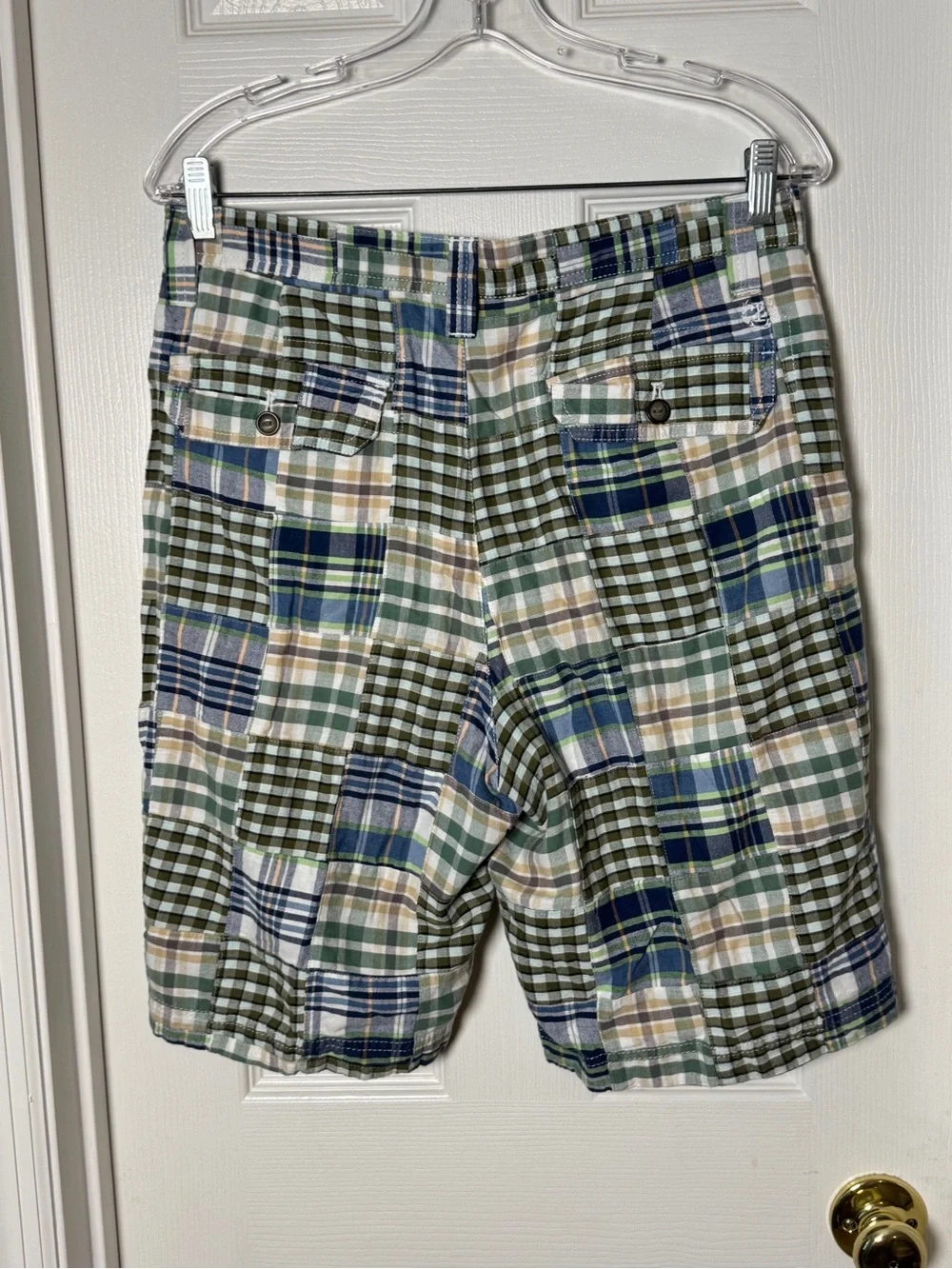 IZOD Men's Saltwater Patchwork Madras Plaid Golf Chino Shorts Size 32